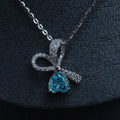 Azure Bow Drop Pendant Necklace
