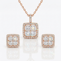 Square Sparkle Pendant & Earrings Set - pcs 2441 ( 4.16gm )