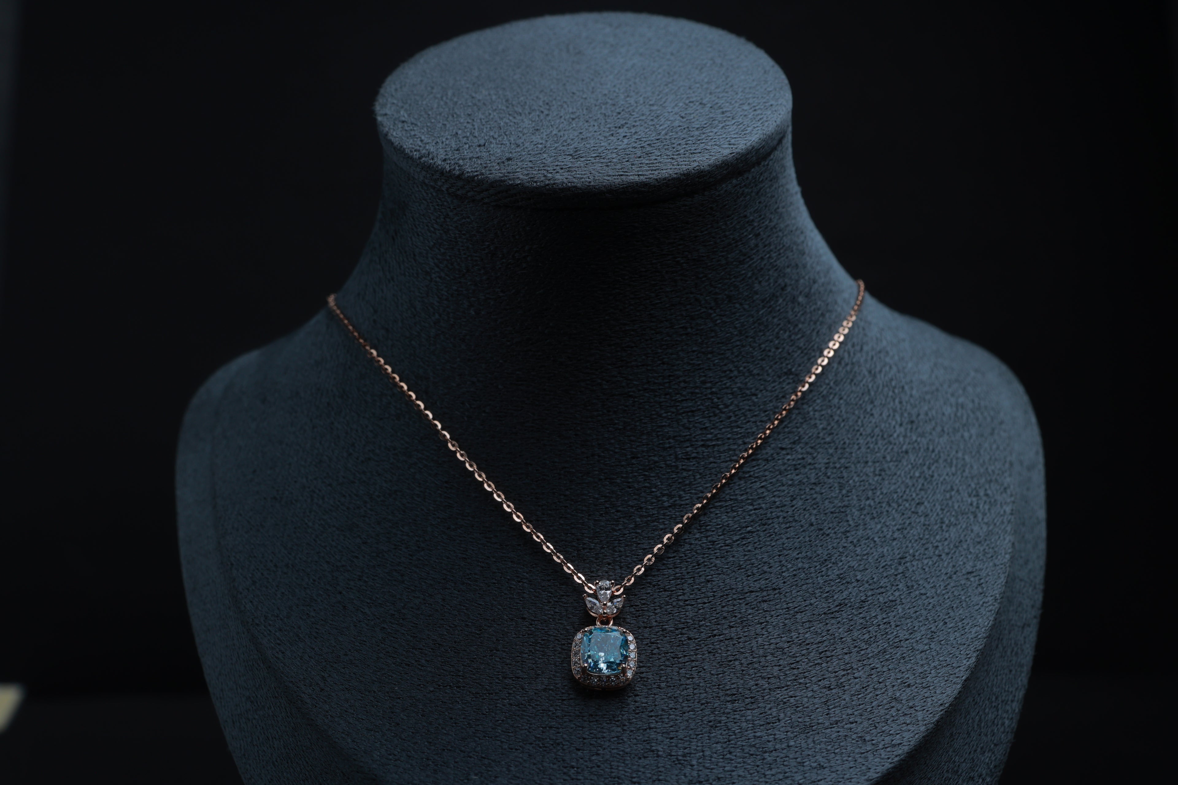 Azure Halo Pendant Necklace