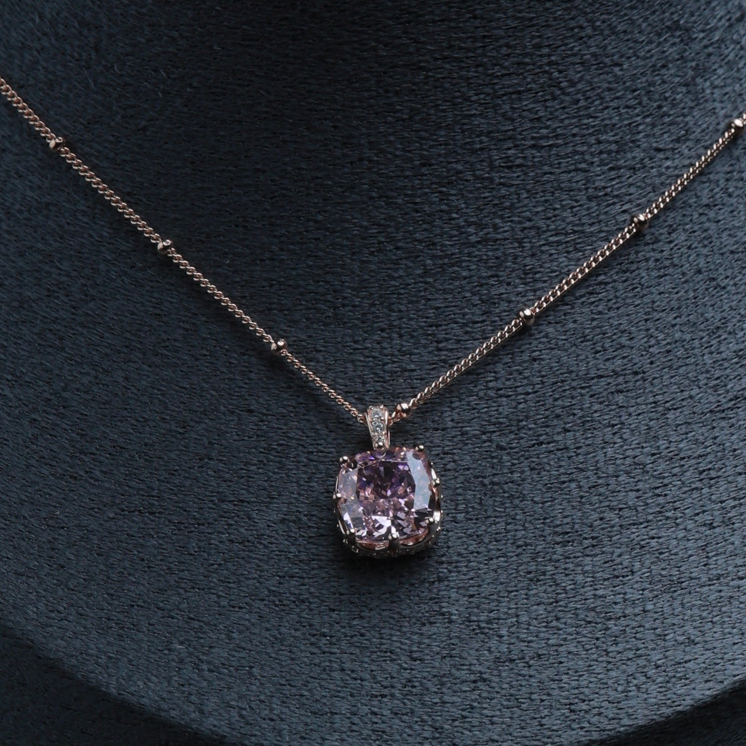 Amethyst Halo Pendant Necklace