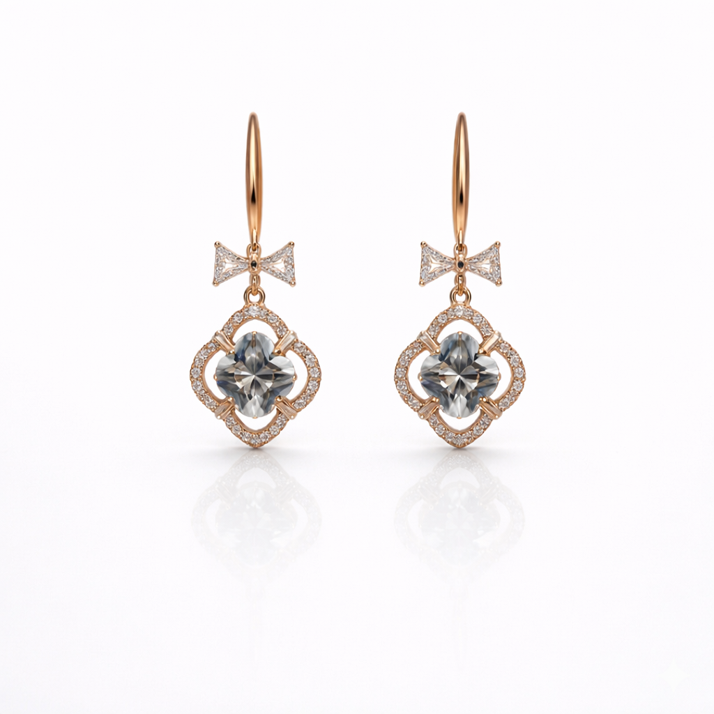 Bow Accent Crystal Earrings