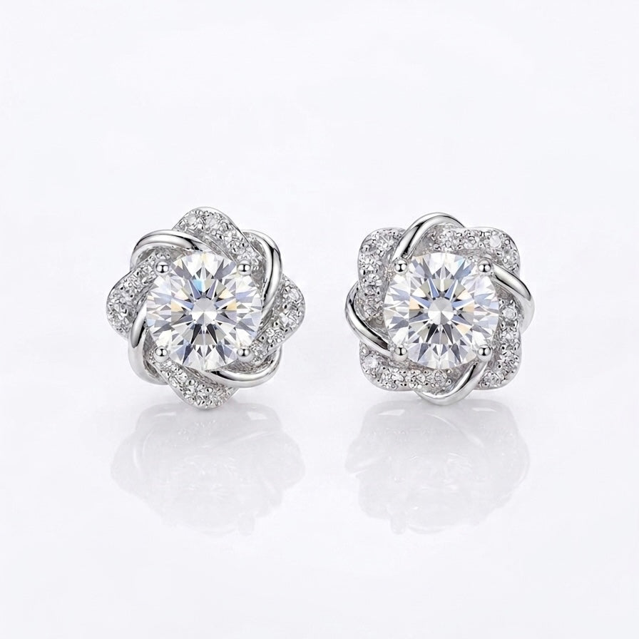 Floral Halo Stud Earrings (MEL-1234B)