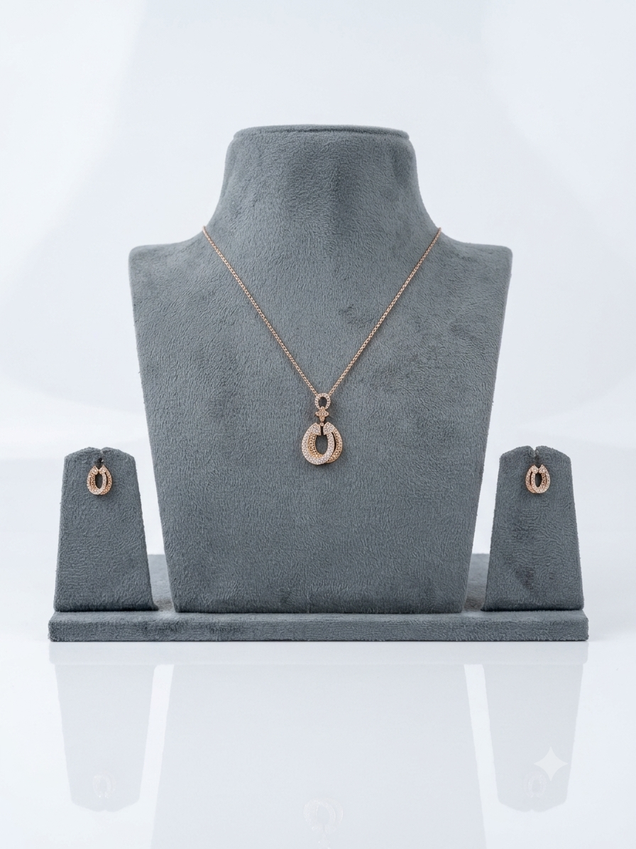 Elegant Oval Pendant & Earrings Set- MEL 2141( 4.89 gm )