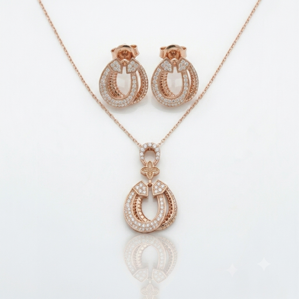 Elegant Oval Pendant & Earrings Set- MEL 2141( 4.89 gm )
