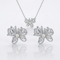 Butterfly Pearl Pendant & Earrings Set - 1669 (4.08gm)