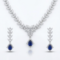 Sapphire Leaf Necklace & Earrings Set