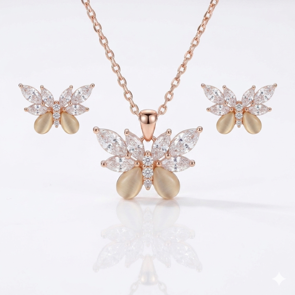 Butterfly Blossom | Chain Pendent & Earring Set
