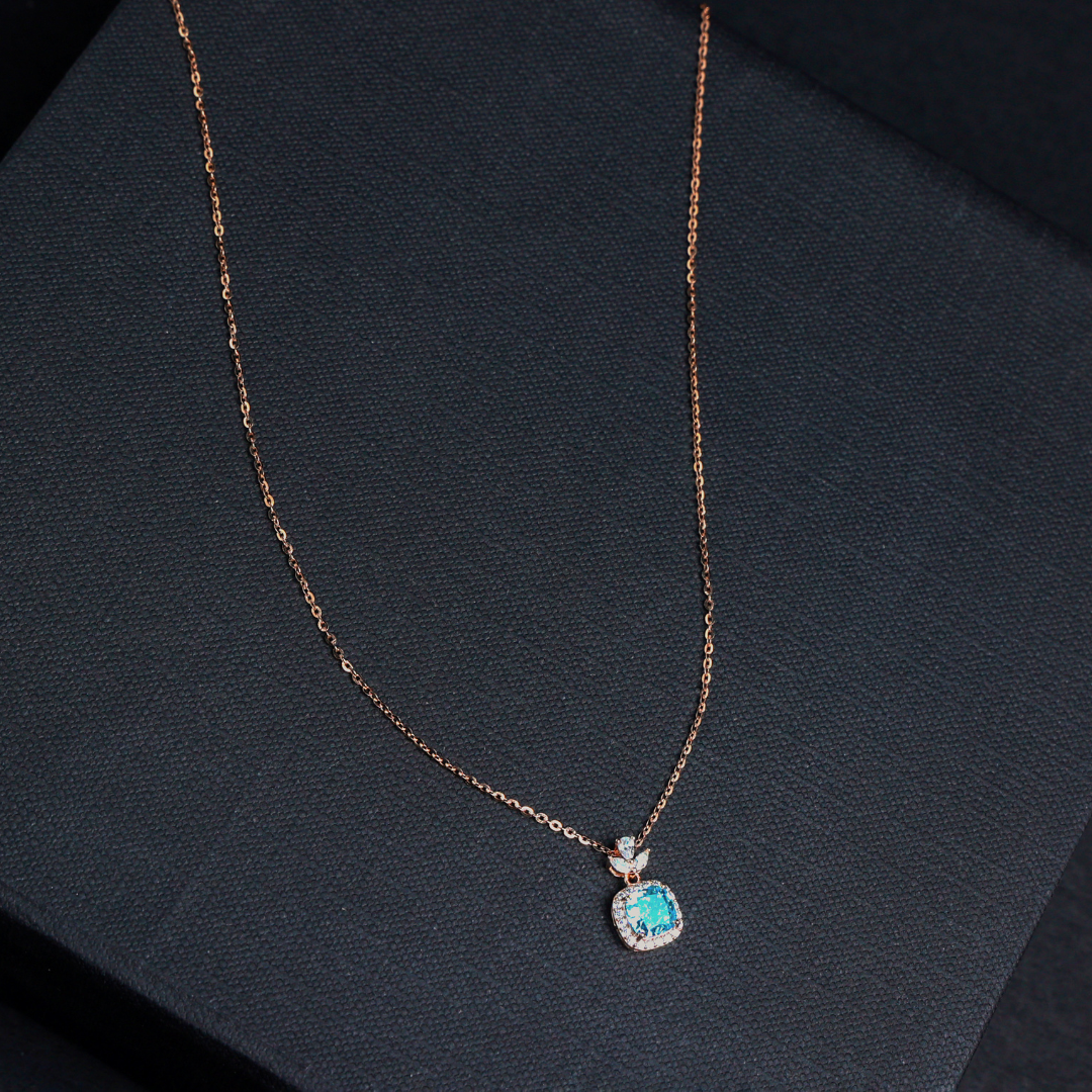 Azure Halo Pendant Necklace