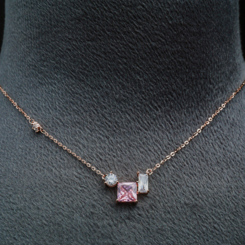 Blush Square Trio Pendant Necklace