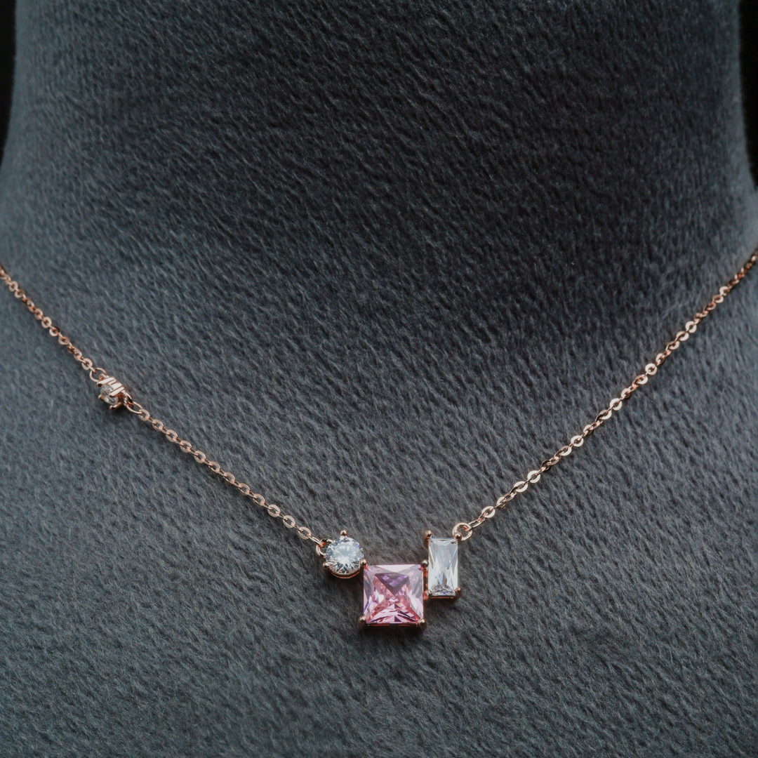 Blush Square Trio Pendant Necklace