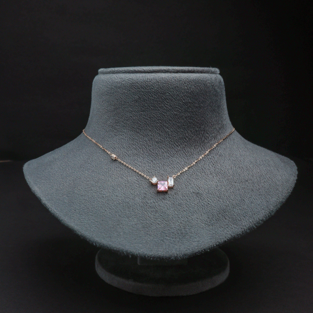 Blush Square Trio Pendant Necklace