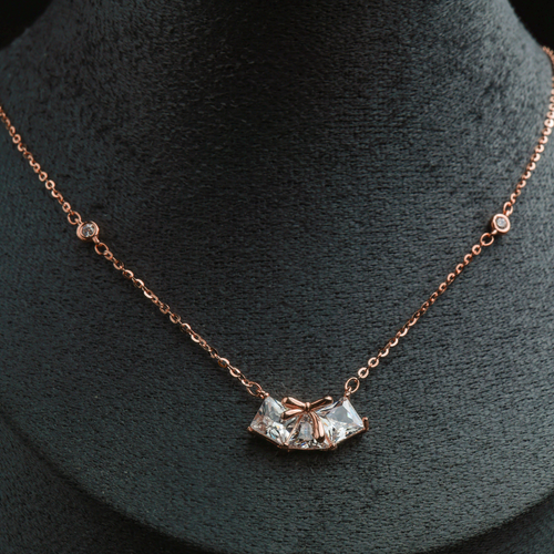 Facet Arc Crystal Pendant Necklace