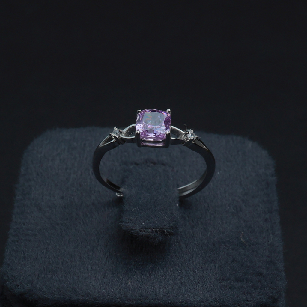 purple CZ Solitaire Ring