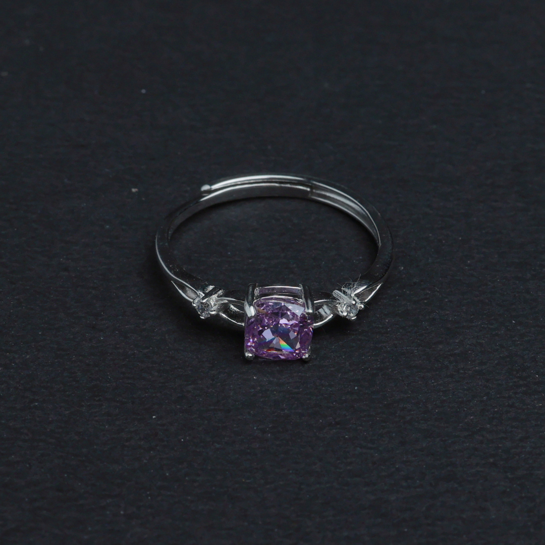 purple CZ Solitaire Ring