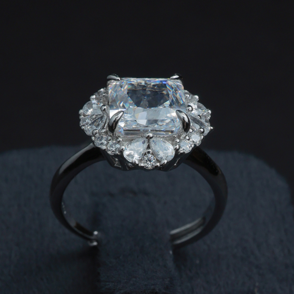 Radiant Floral Halo Ring(Adjustable)