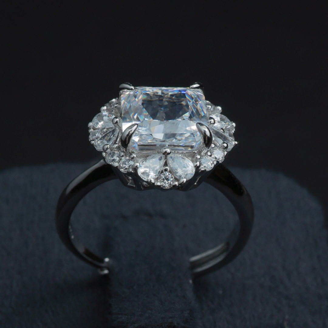 Radiant Floral Halo Ring(Adjustable)
