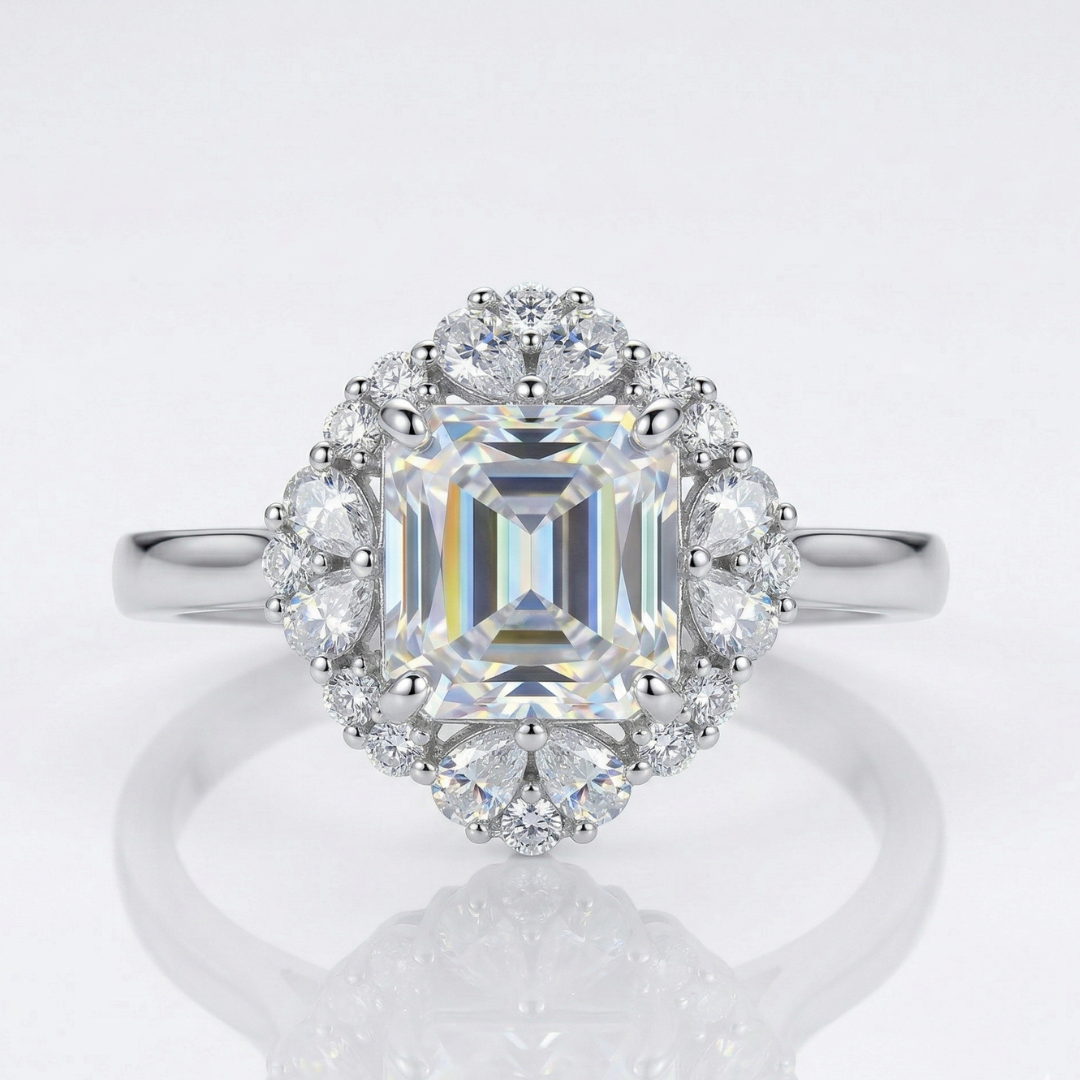 Radiant Floral Halo Ring(Adjustable)