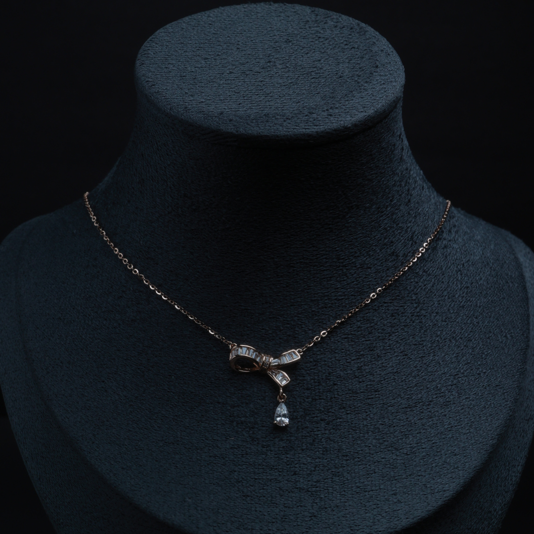 Celeste Bow Drop Pendant Necklace