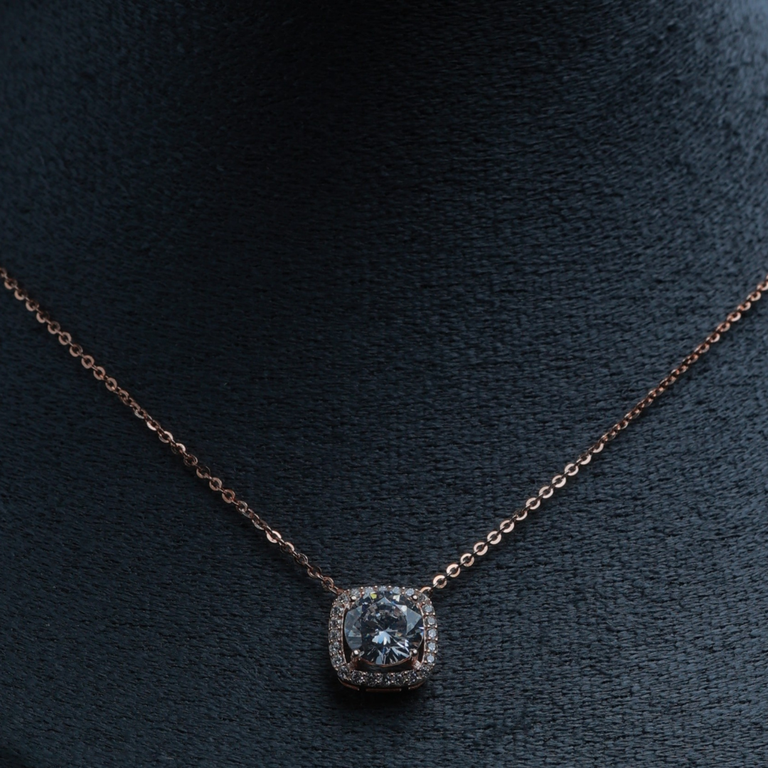 Luna Halo Solitaire Necklace