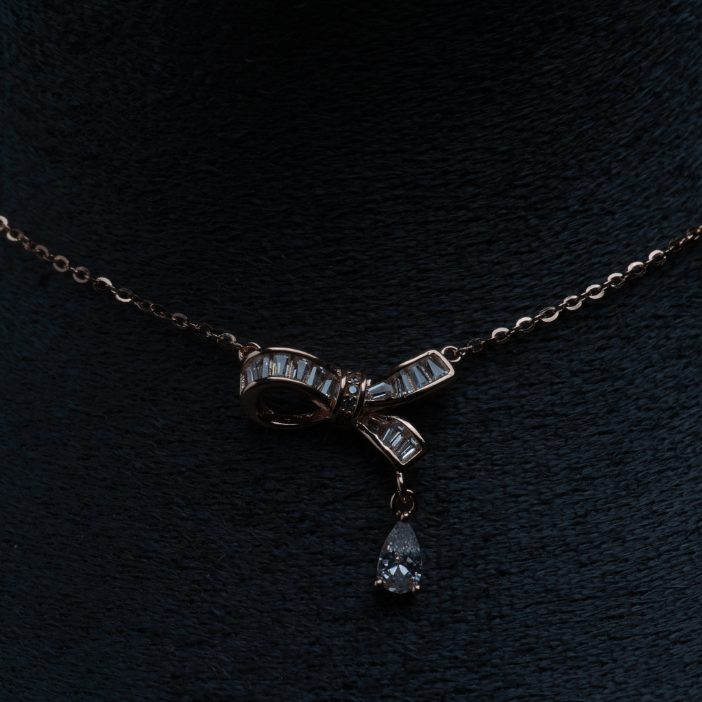 Celeste Bow Drop Pendant Necklace