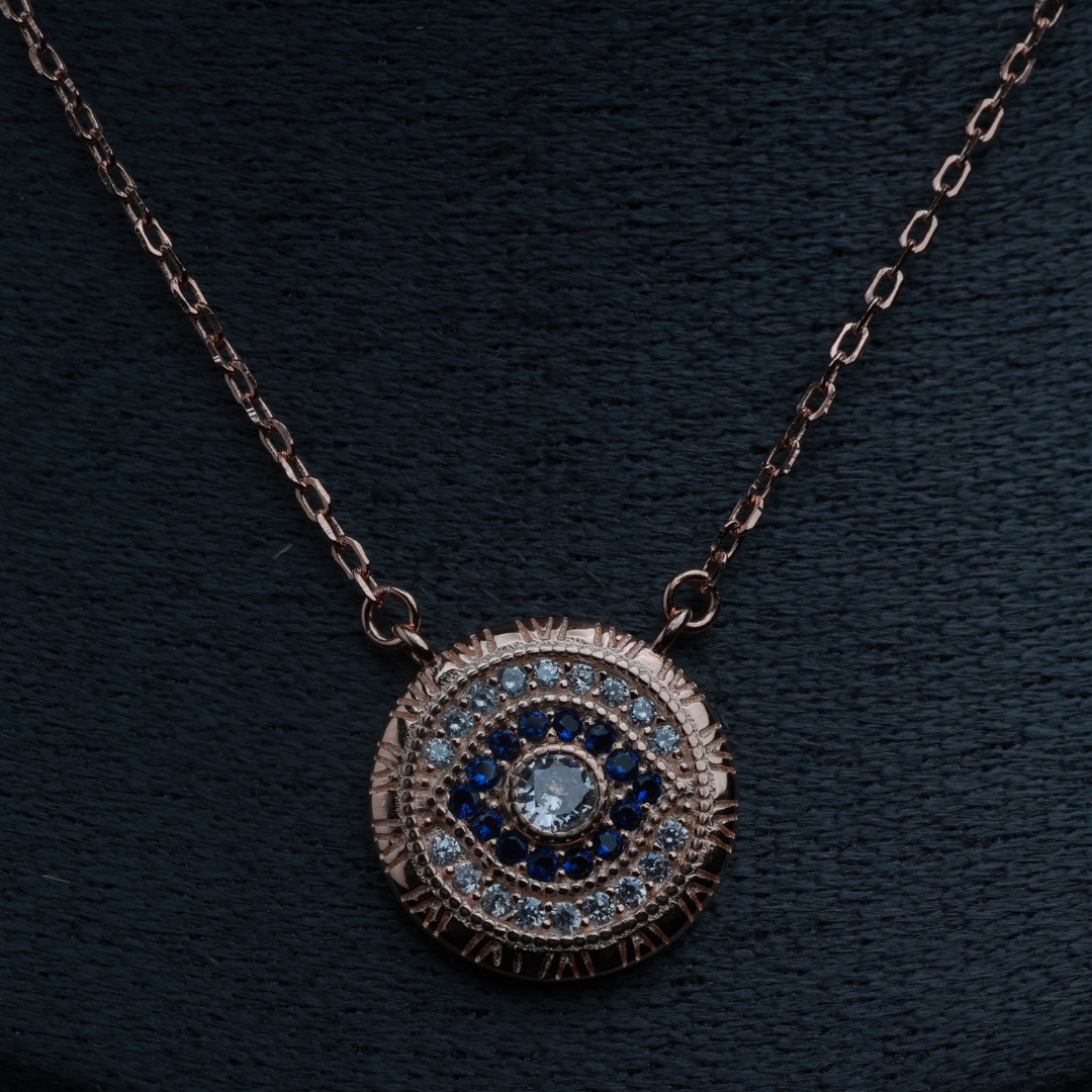 Evil Eye Aura Disc Pendant Necklace
