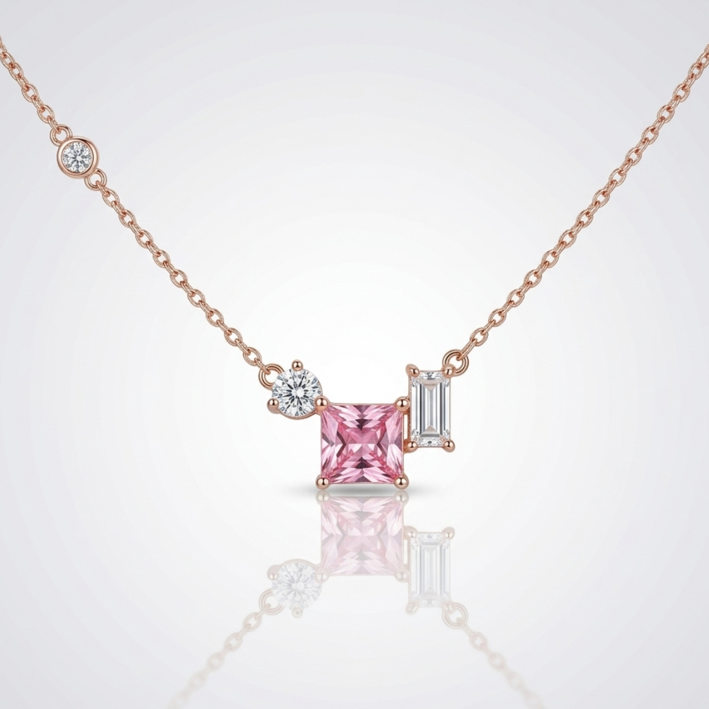 Blush Square Trio Pendant Necklace
