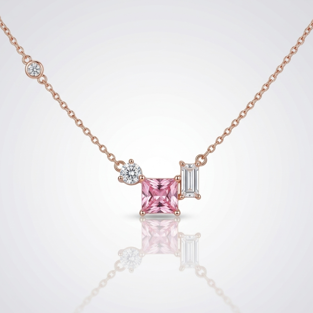 Blush Square Trio Pendant Necklace