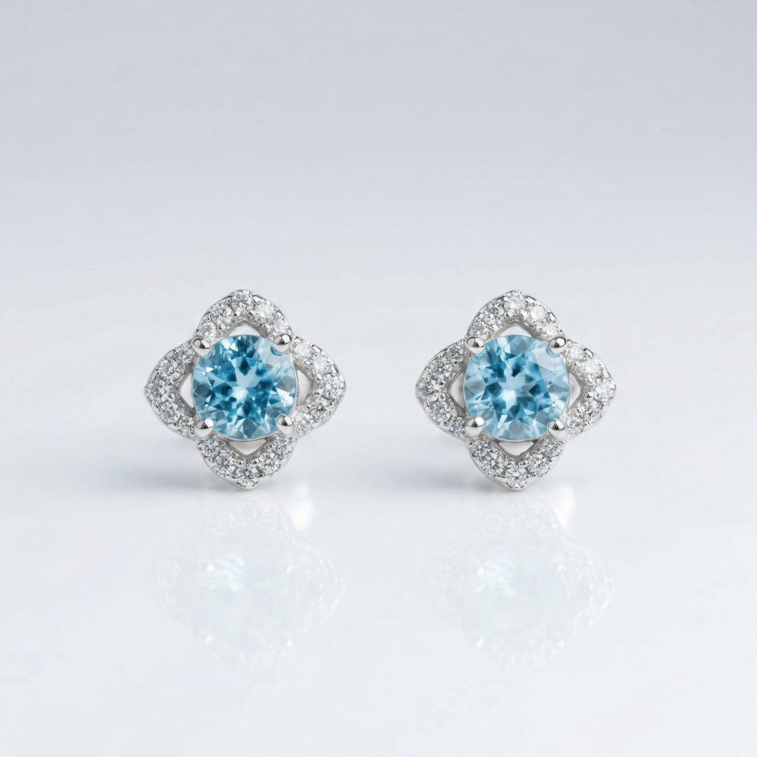 Ocean Blue Crystal Studs