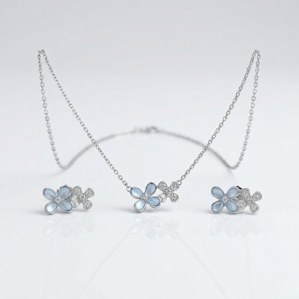 Celestia Blossom Silver Pendant Set