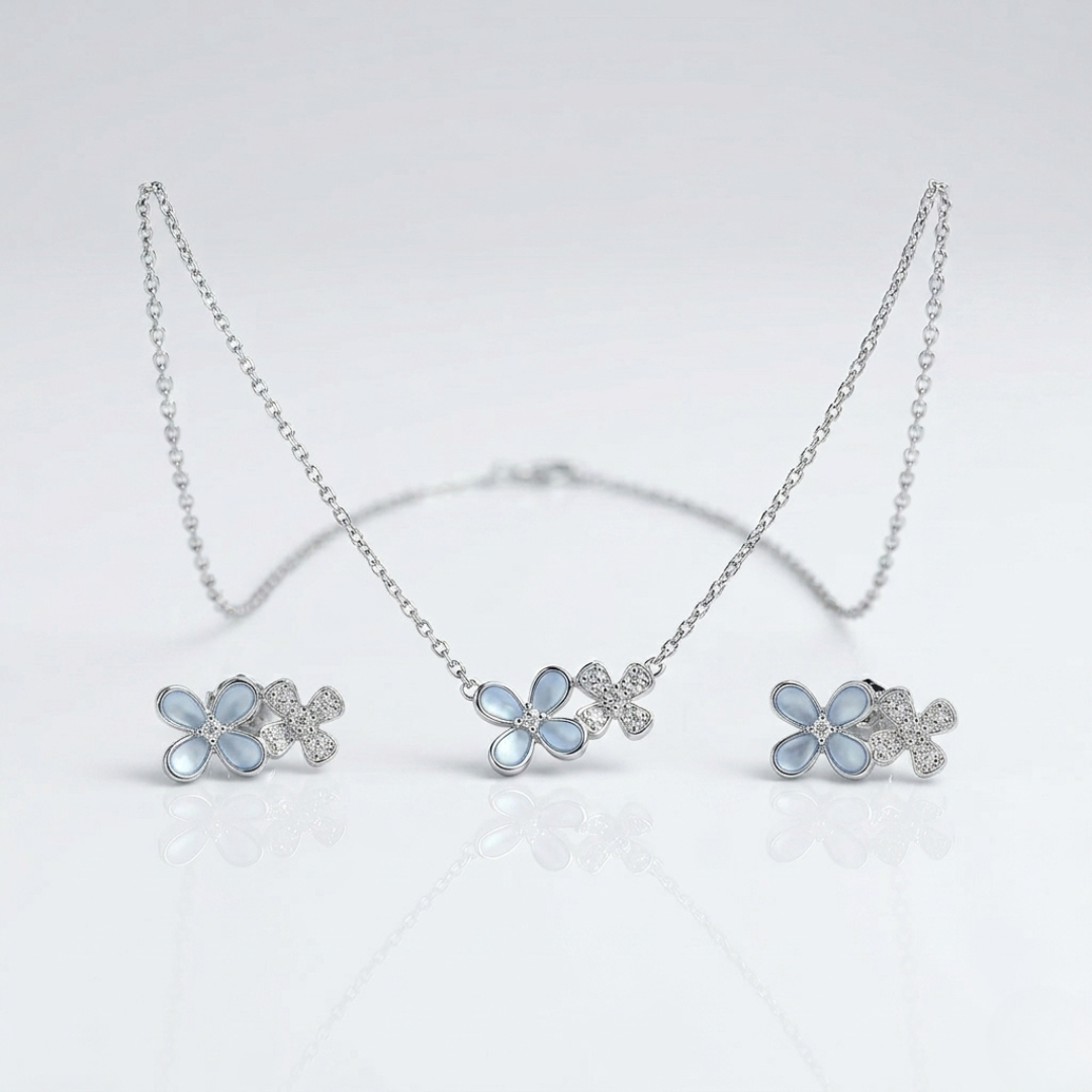 Celestia Blossom Silver Pendant Set