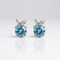 Blue Gem Bow Stud Earrings