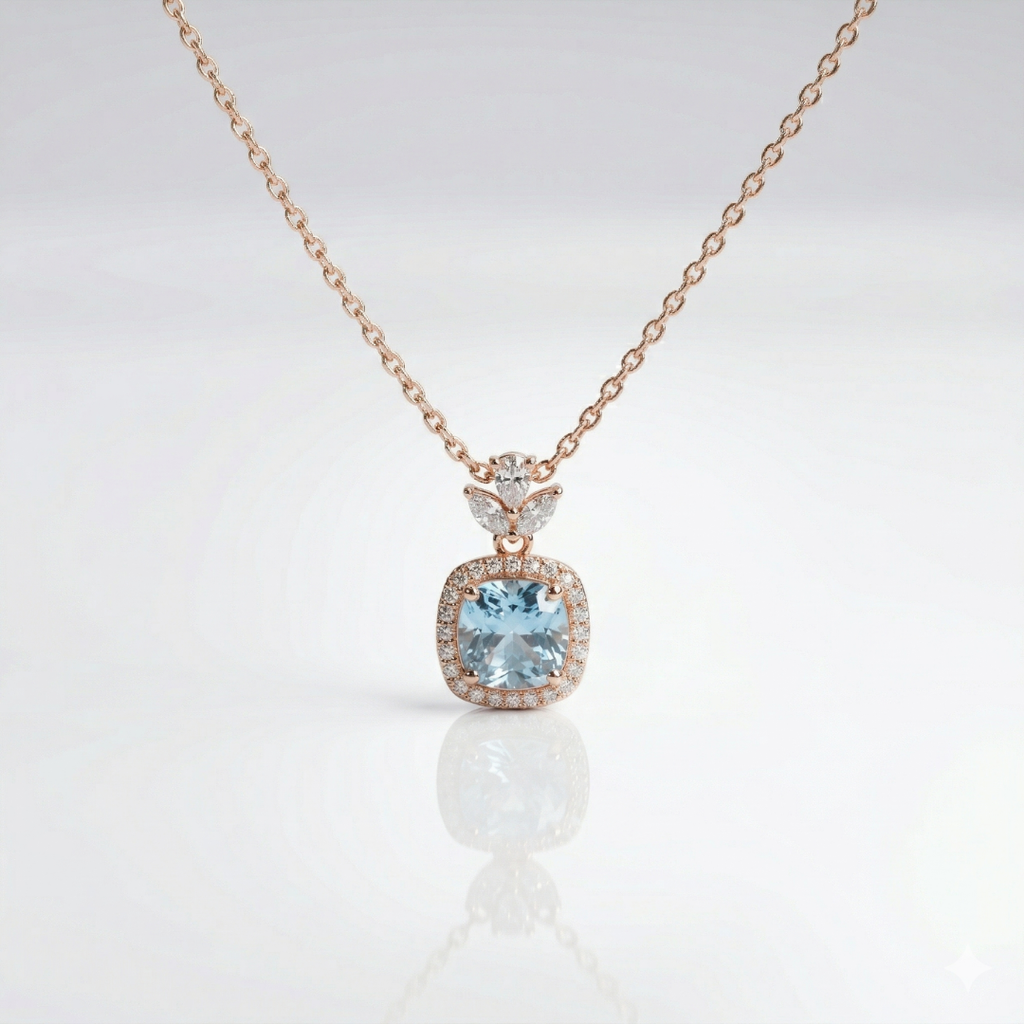 Azure Halo Pendant Necklace