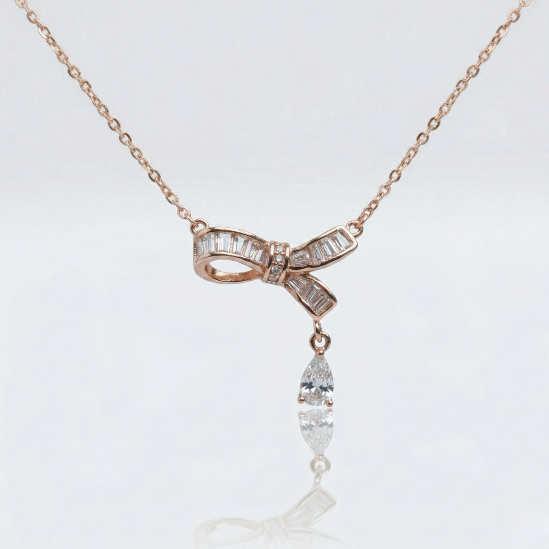 Celeste Bow Drop Pendant Necklace