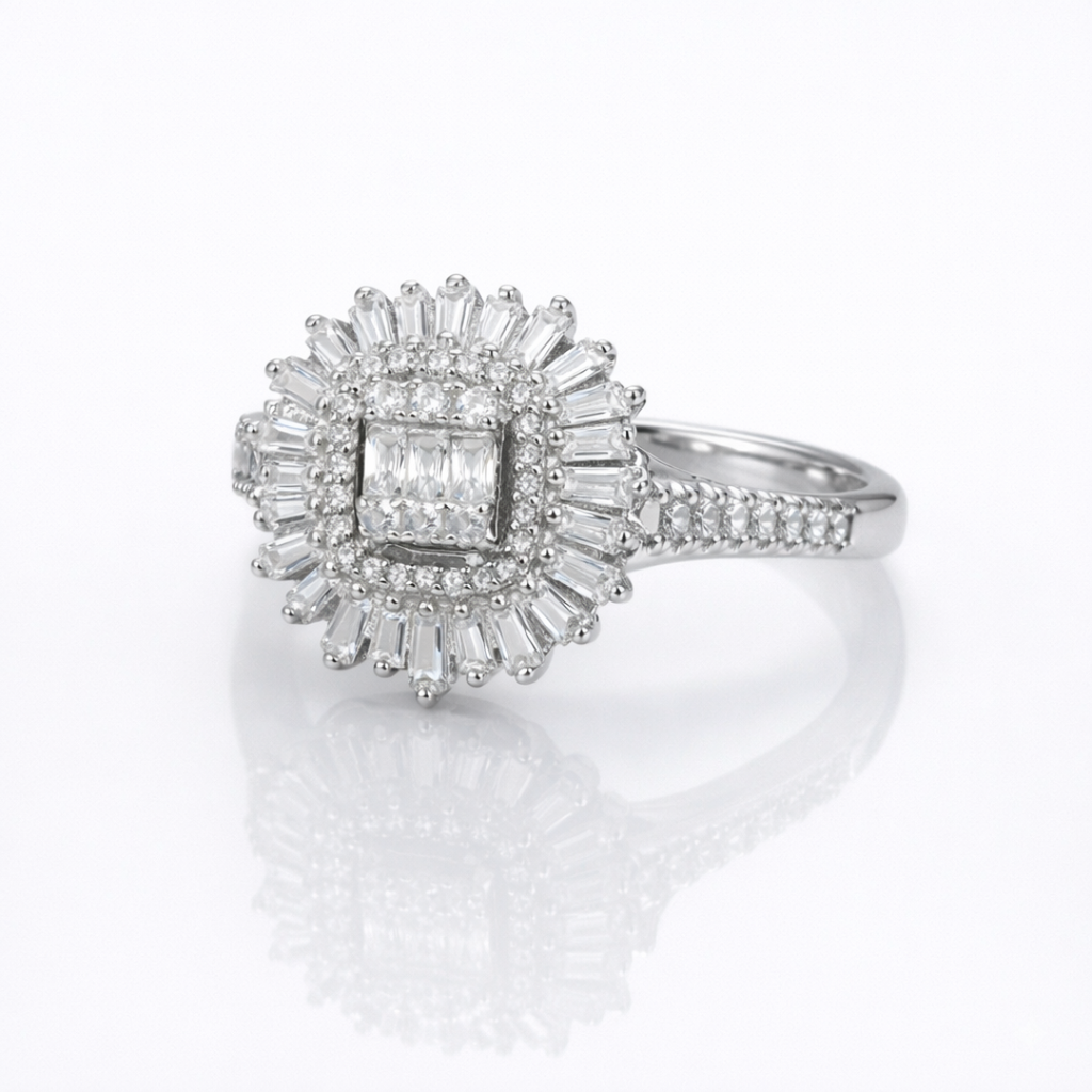 Radiant Crown Solitaire Ring(Fixed Size)
