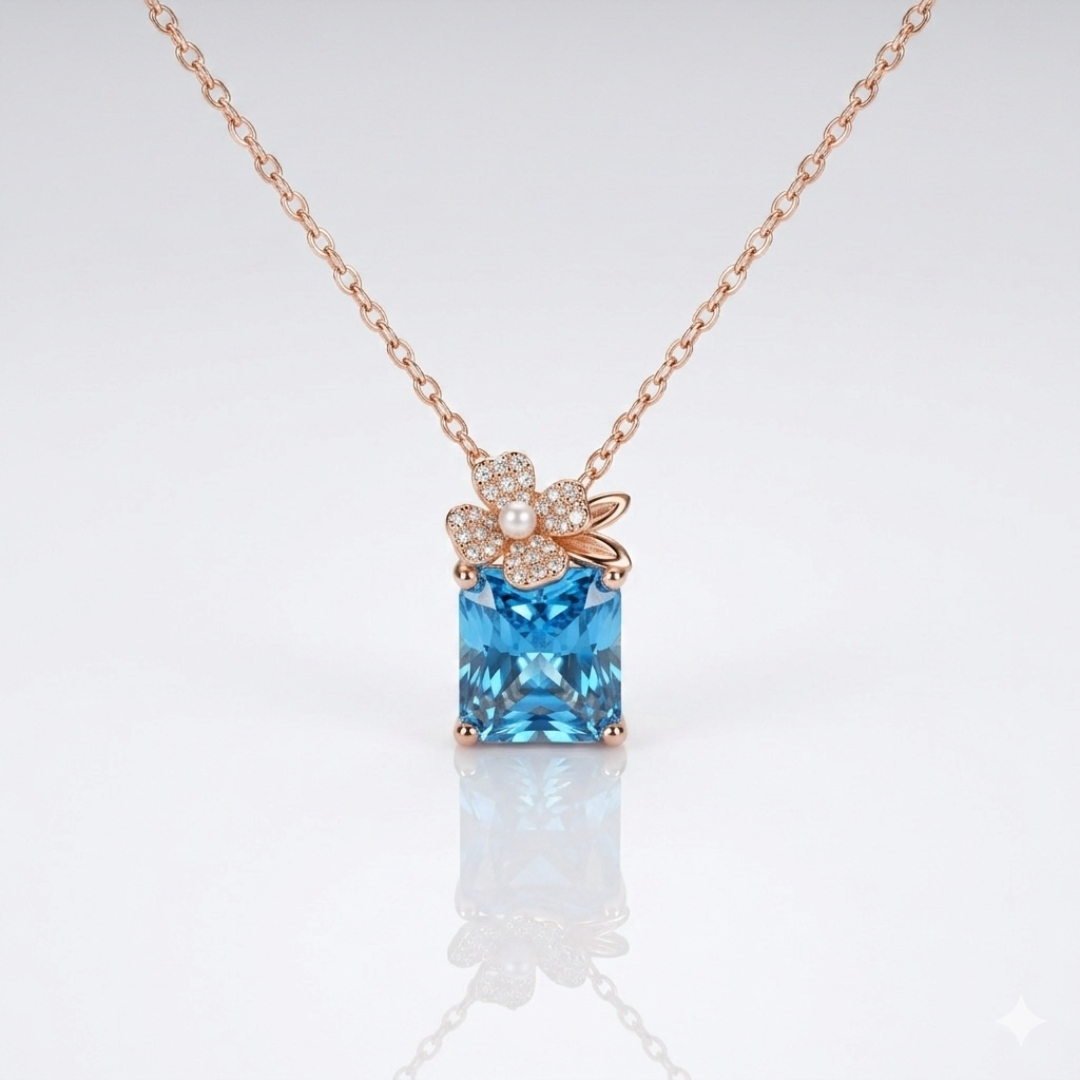 Sapphire Blue Floral Pendant