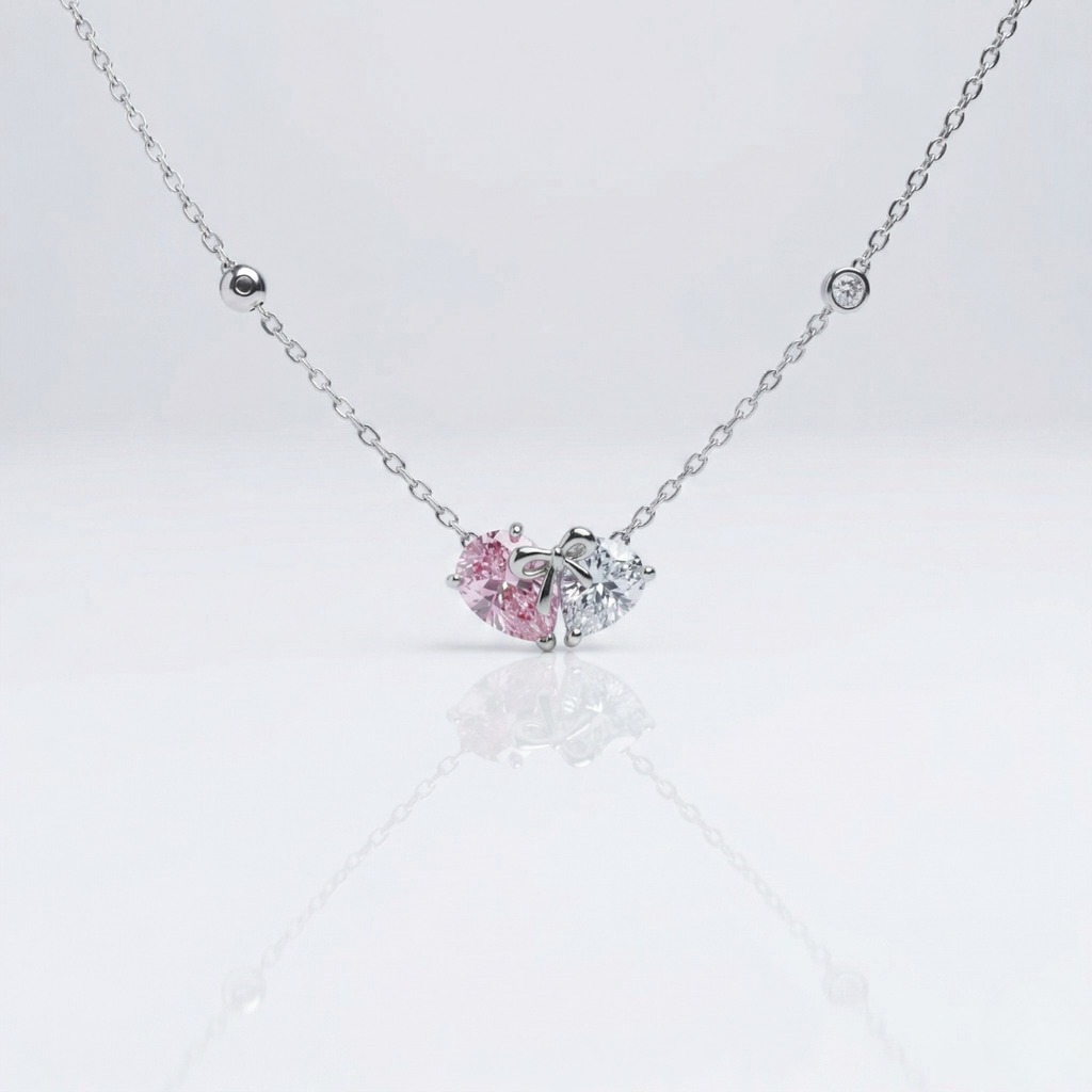 Twin Heart Promise Pendant Necklace