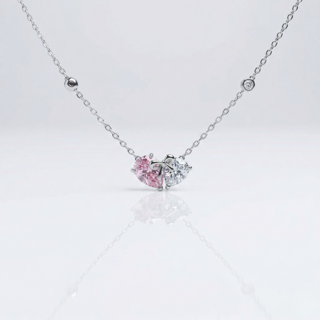 Twin Heart Promise Pendant Necklace