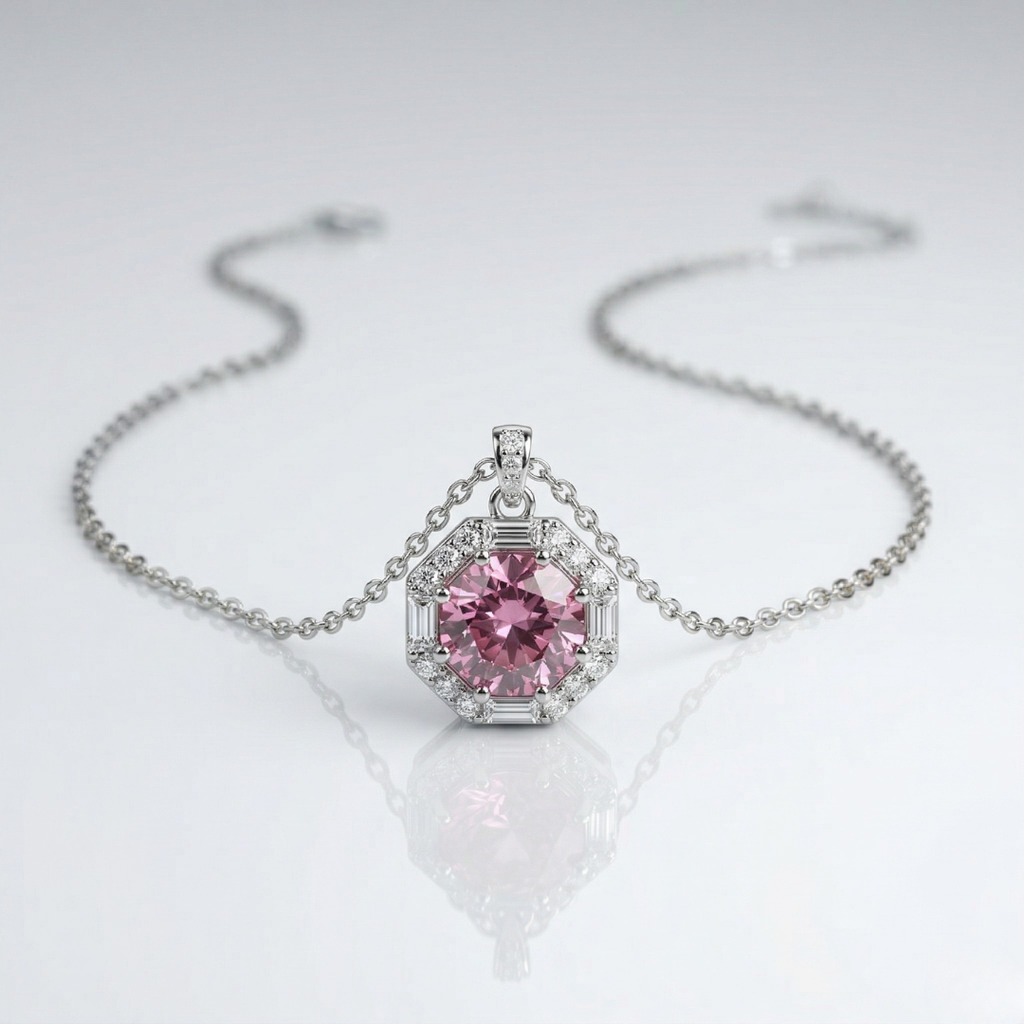 Plum Eclat Halo Pendant