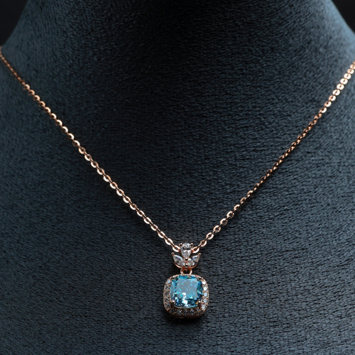 Azure Halo Pendant Necklace