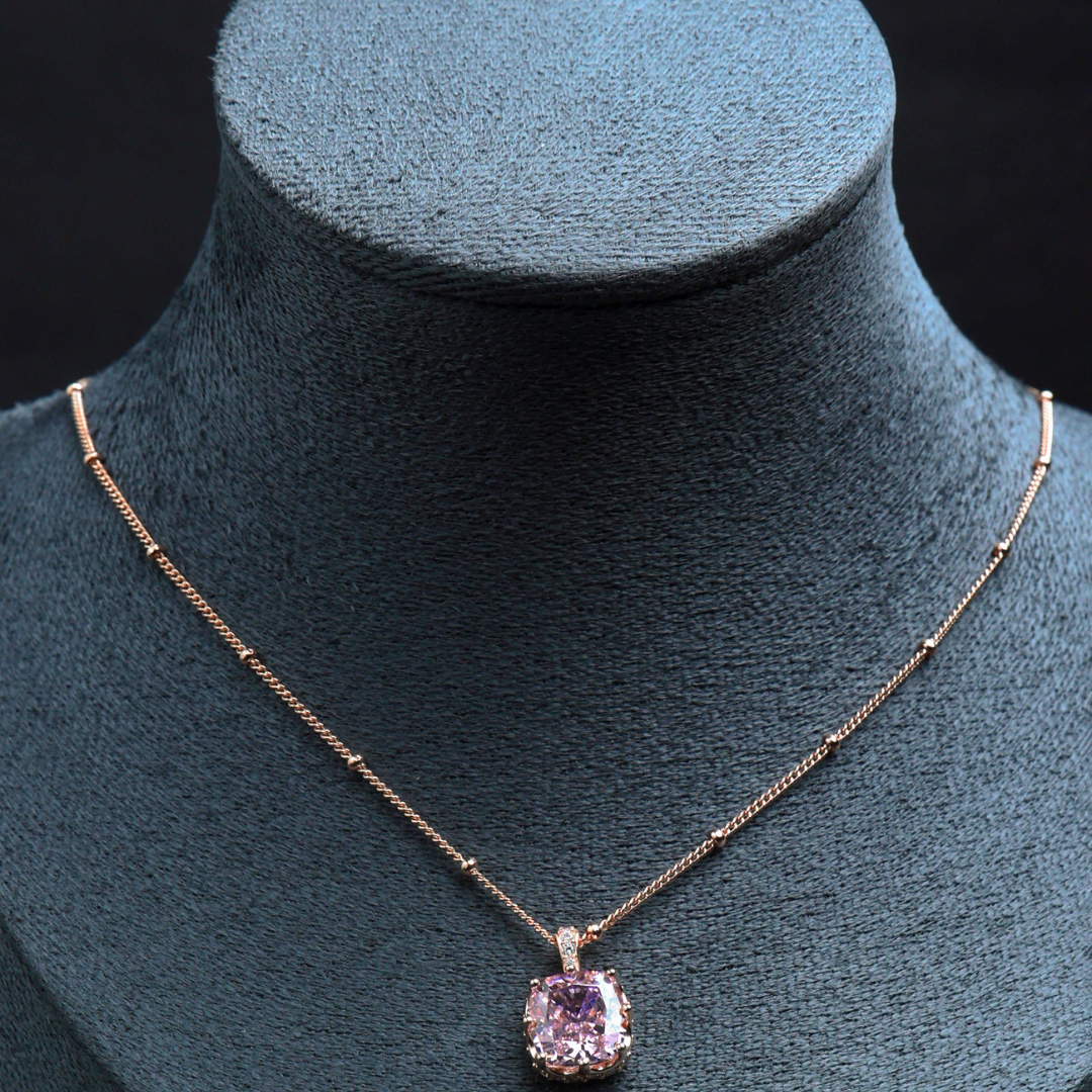 Amethyst Halo Pendant Necklace