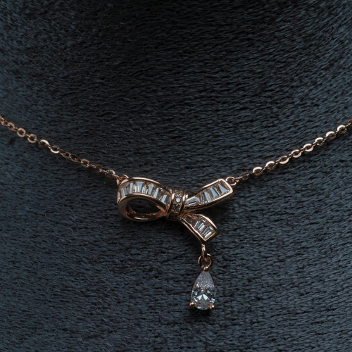 Celeste Bow Drop Pendant Necklace