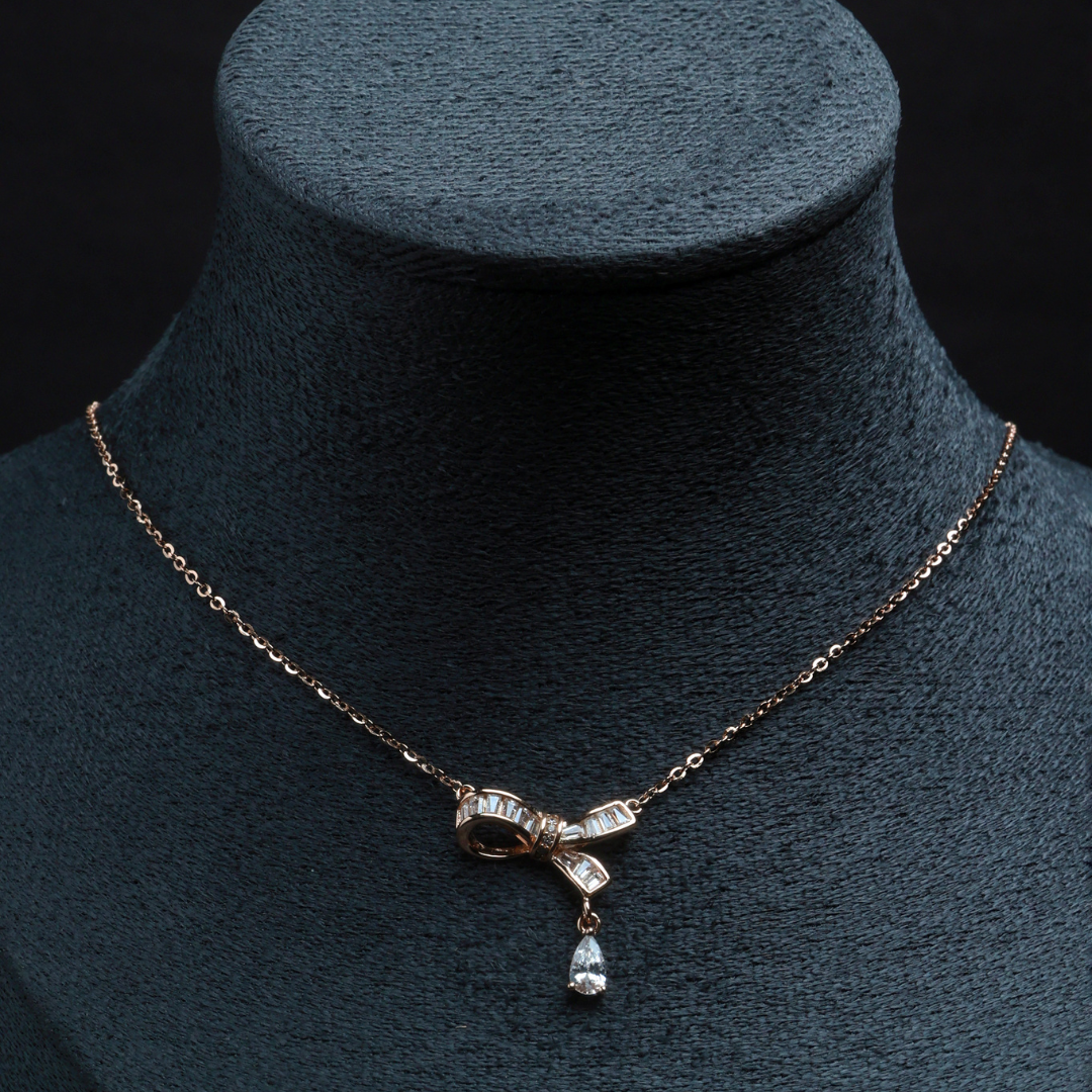 Celeste Bow Drop Pendant Necklace
