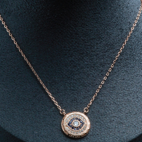 Evil Eye Aura Disc Pendant Necklace