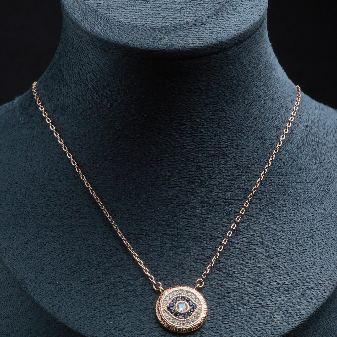 Evil Eye Aura Disc Pendant Necklace