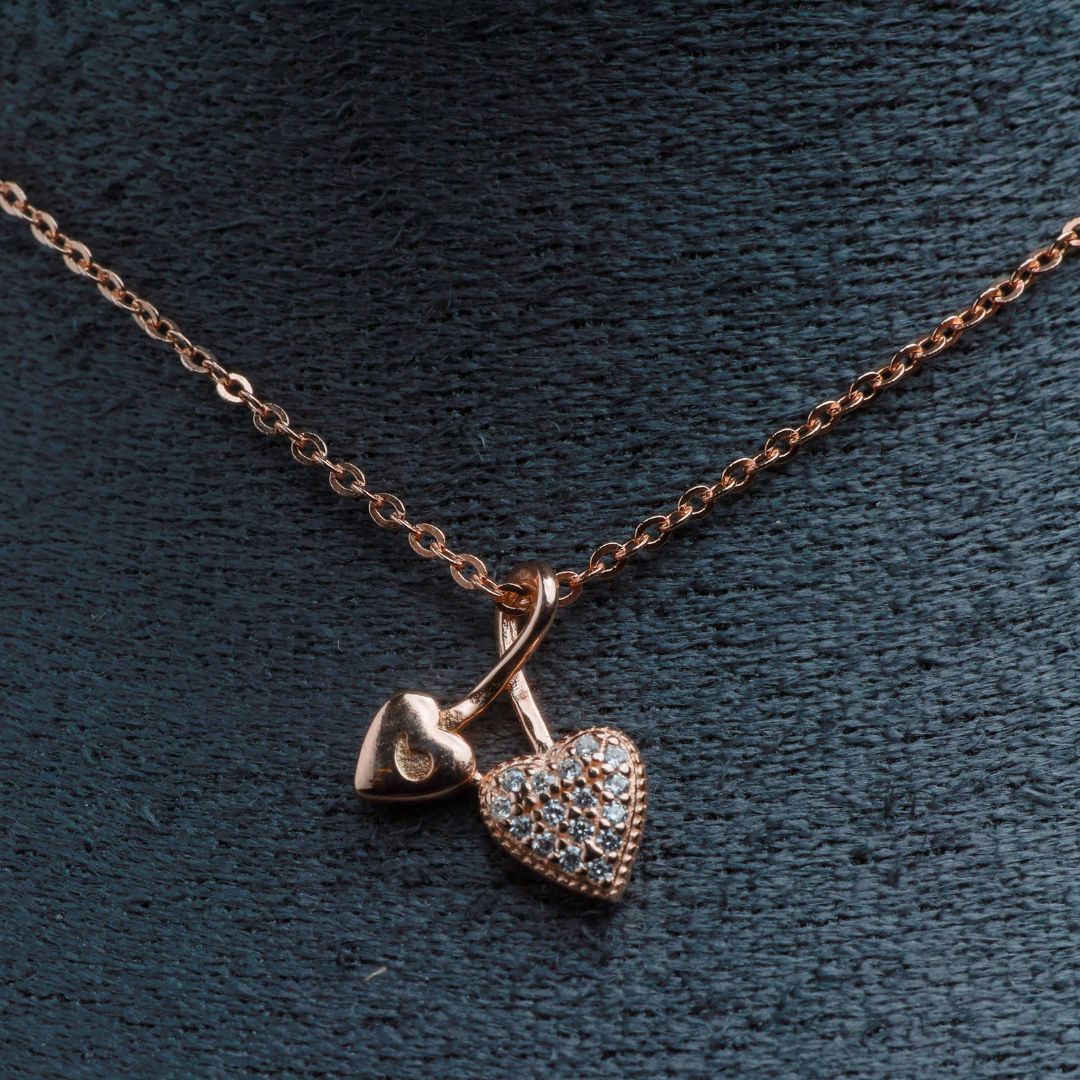 Twin Heart Charm Necklace