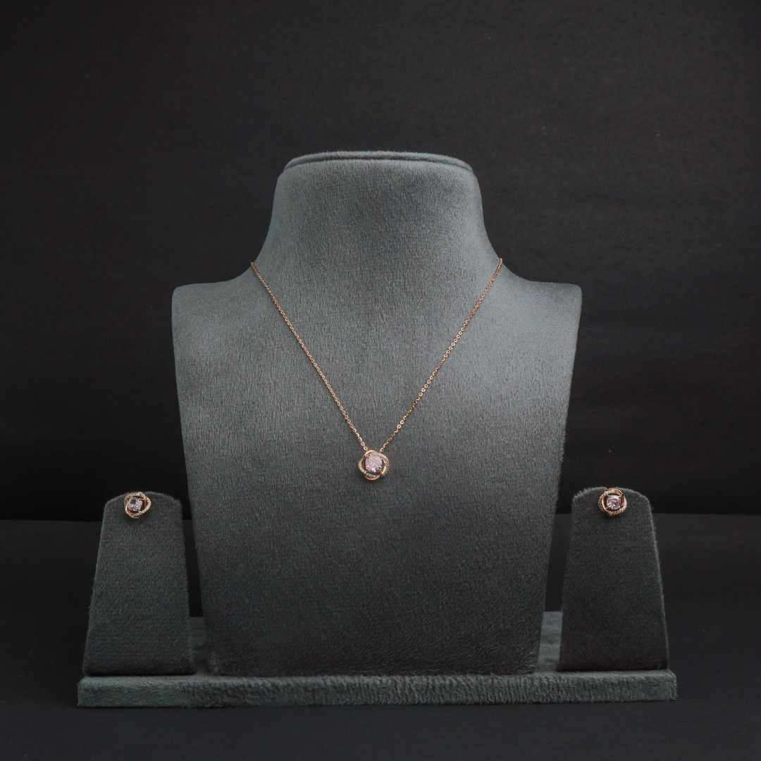 Nova Halo Solitaire Silver Pendant Set