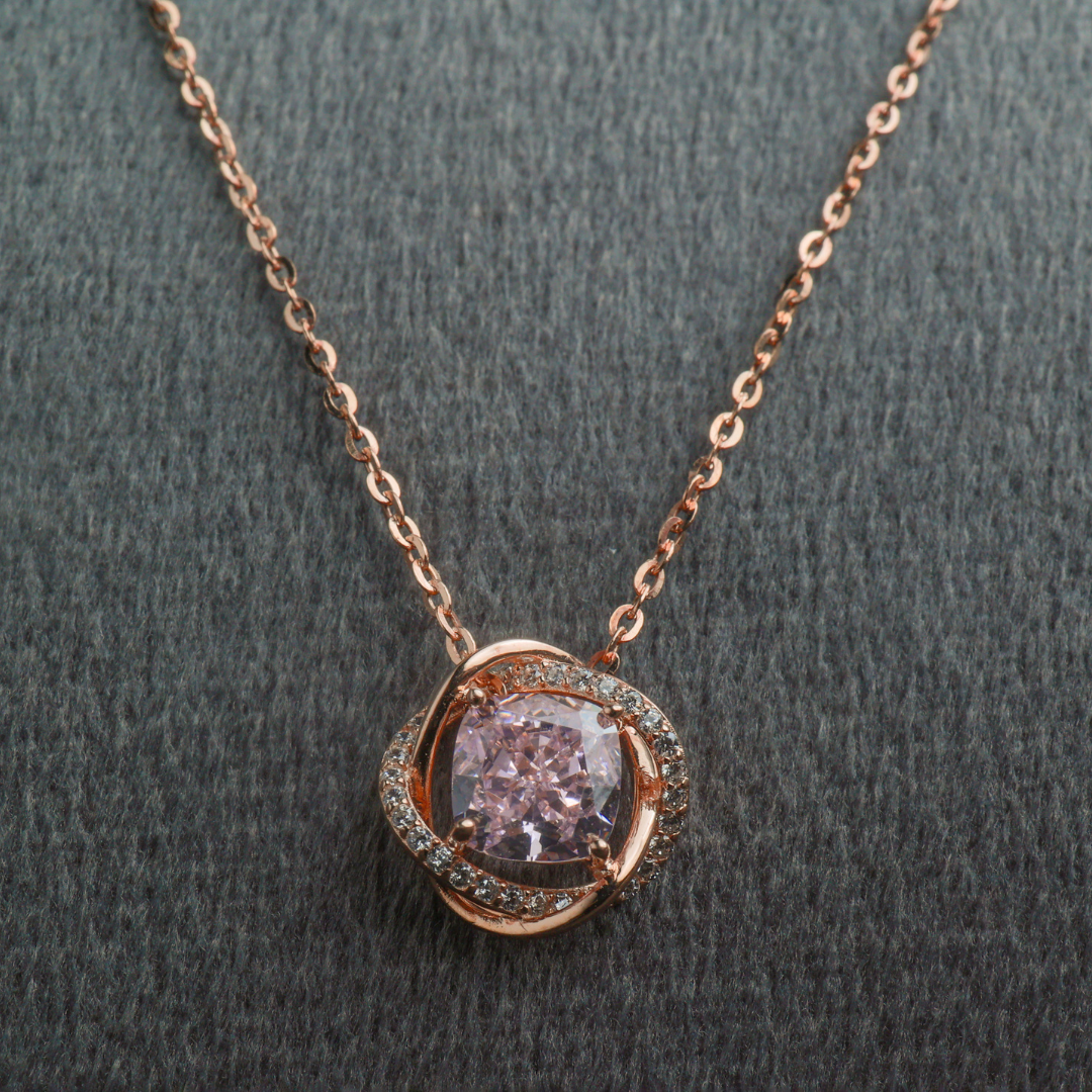 Nova Halo Solitaire Silver Pendant Set