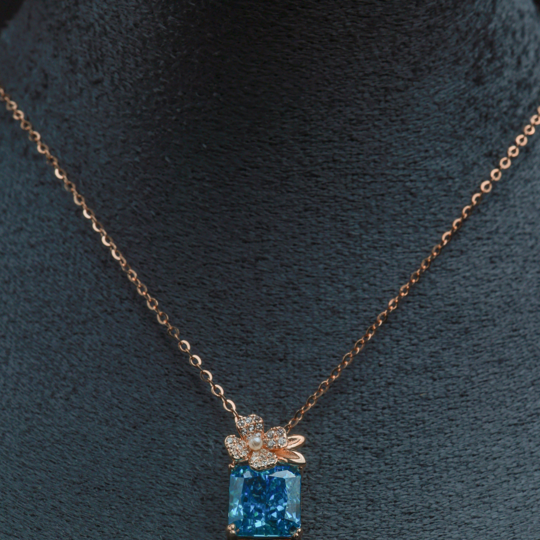 Sapphire Blue Floral Pendant