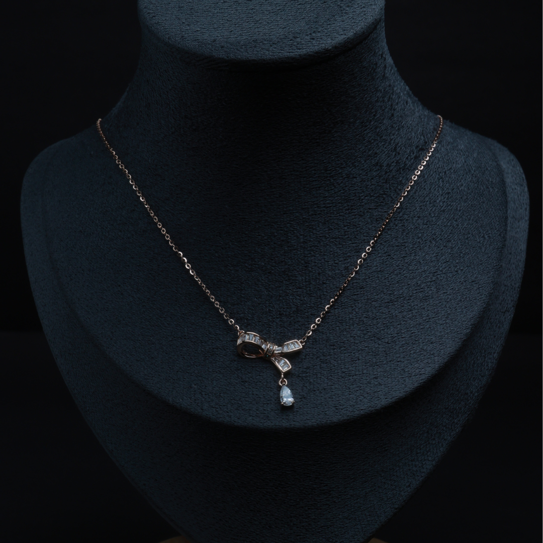 Celeste Bow Drop Pendant Necklace