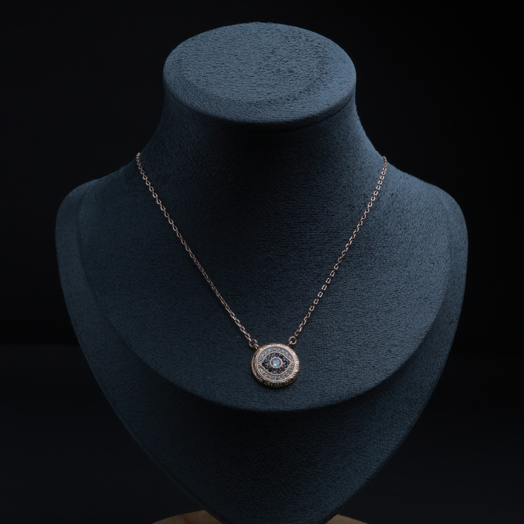 Evil Eye Aura Disc Pendant Necklace